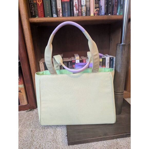 Vintage My Flat In London yellow Purple Cloth Shoulder Bag Purse Top Handle - Picture 2 of 9